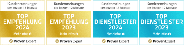 Bestens ausgezeichnet durch ProvenExpert - wir sind stolz und froh, bei unseren Kunden so lange schon so gut anzukommen.